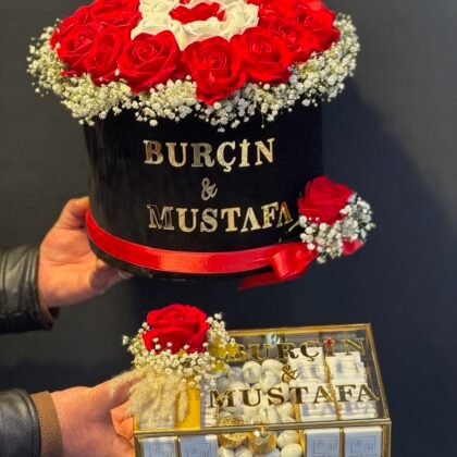 Kız İsteme Seti Kutuda Baş Harfi Ve Çikolata